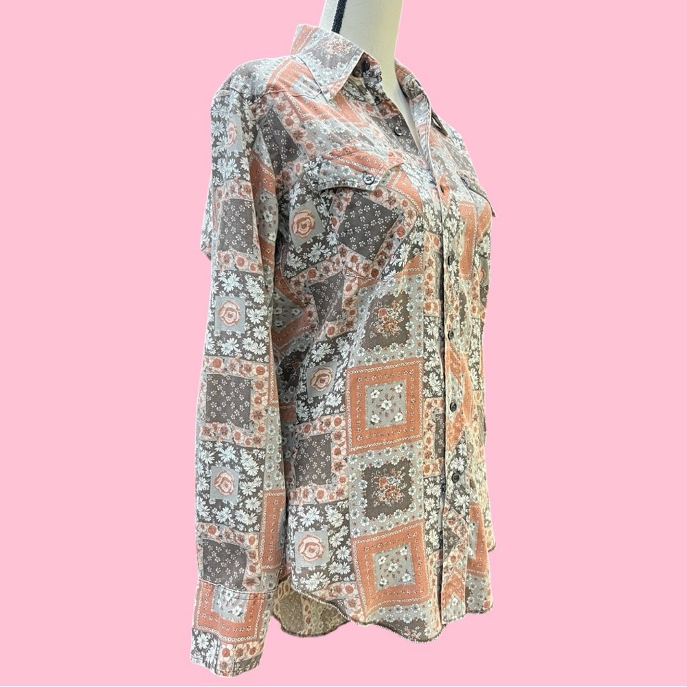 Vintage 70’s 80s Wrangler Patchwork Western Shirt - Picture 4 of 10